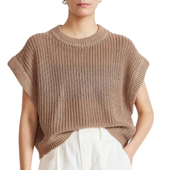 Apiece Apart Olivia Linen Vest In Khaki Size XS/S Sweater $365 Linen Luxury - Picture 1 of 8